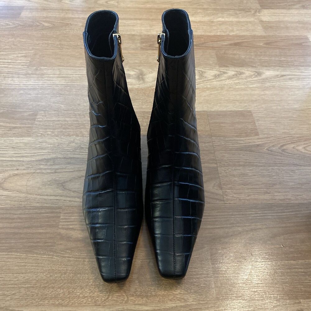 Michael Kors Womens Cosmo Croc-Embossed Kitten Heel Booties Black size 10 New - Picture 3 of 11